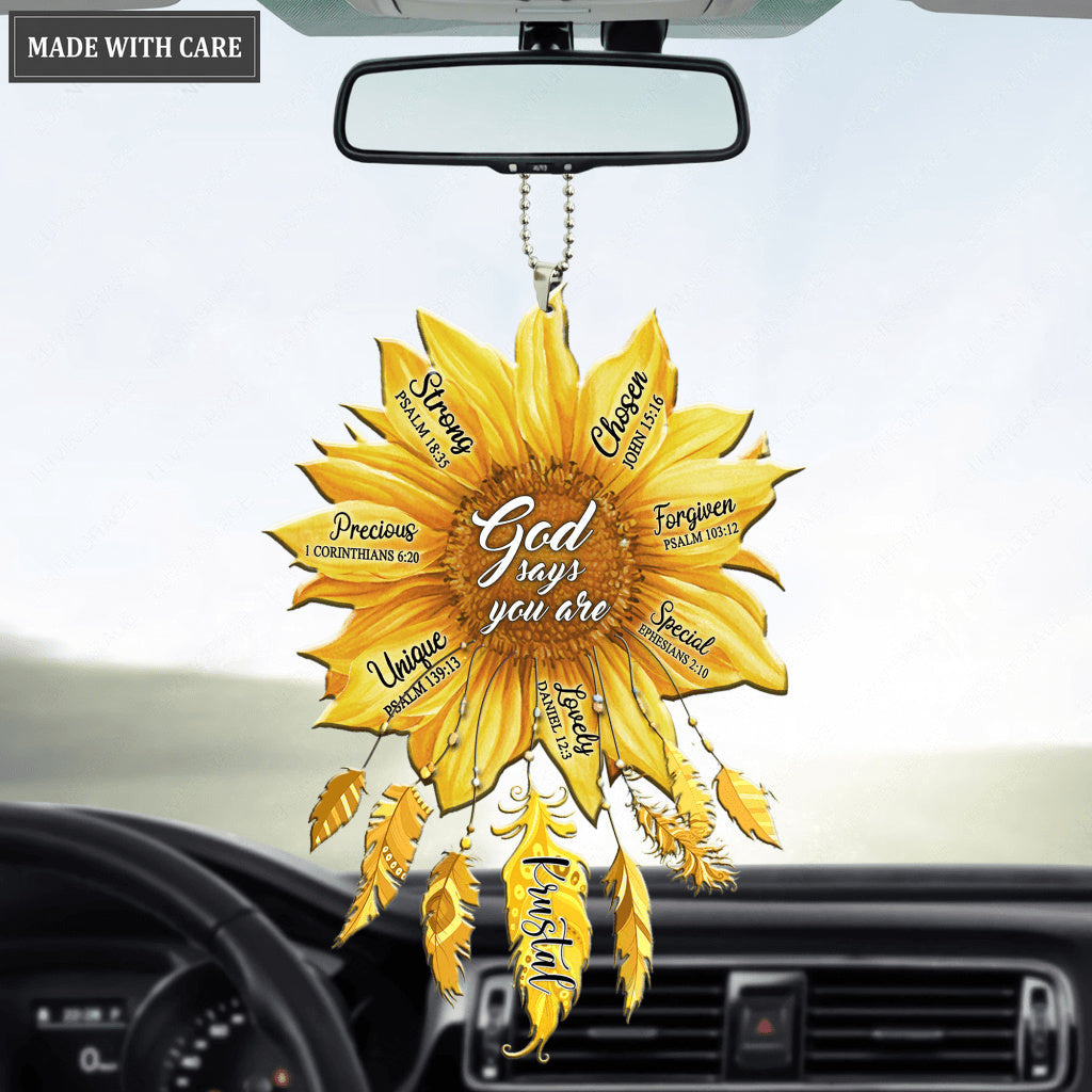Personalized Sunflower Feather God Says You Are Ornament