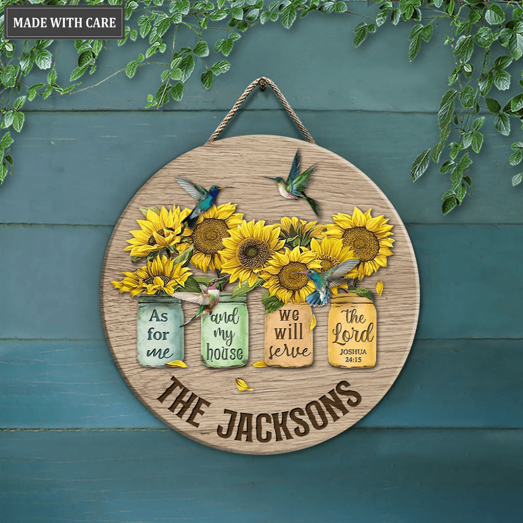 Personalized Sunflower Pots As For Me And My House Wood Circle Sign