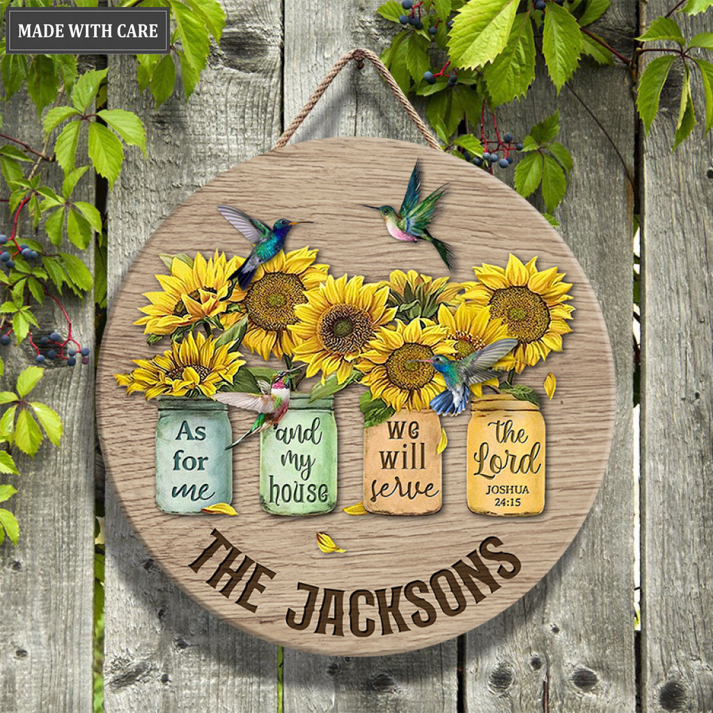 Personalized Sunflower Pots As For Me And My House Wood Circle Sign
