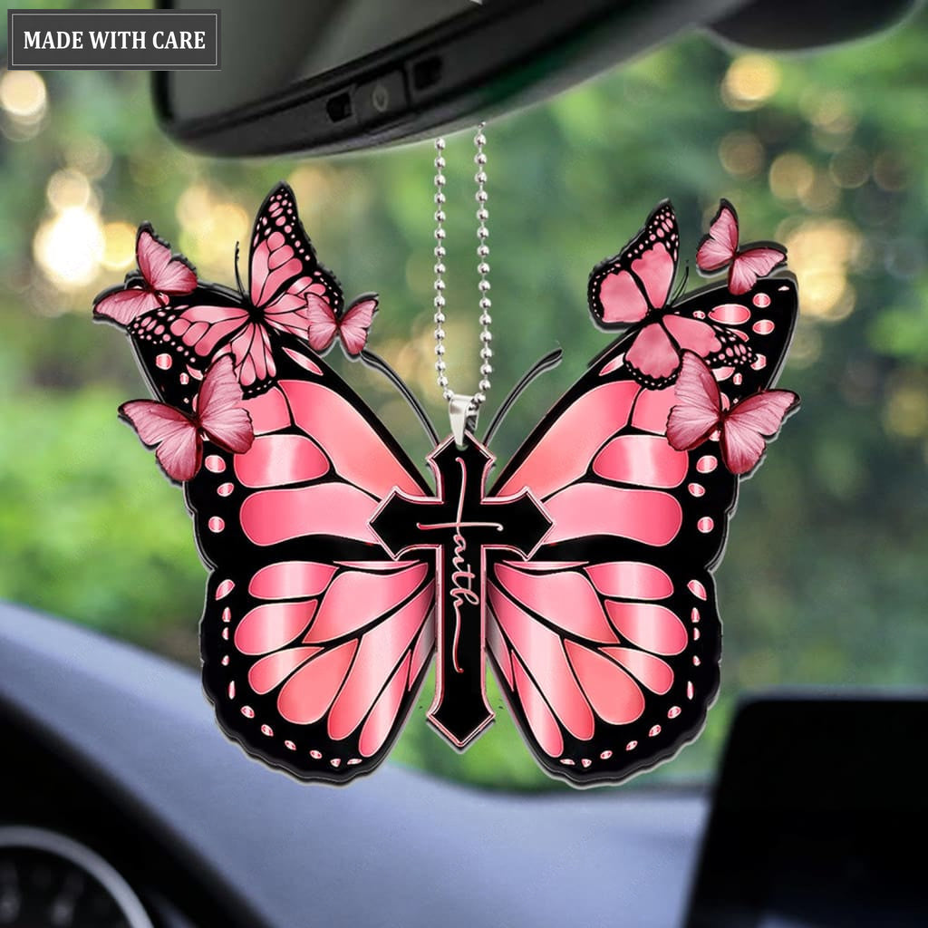 Purple Butterfly Cross Ornament