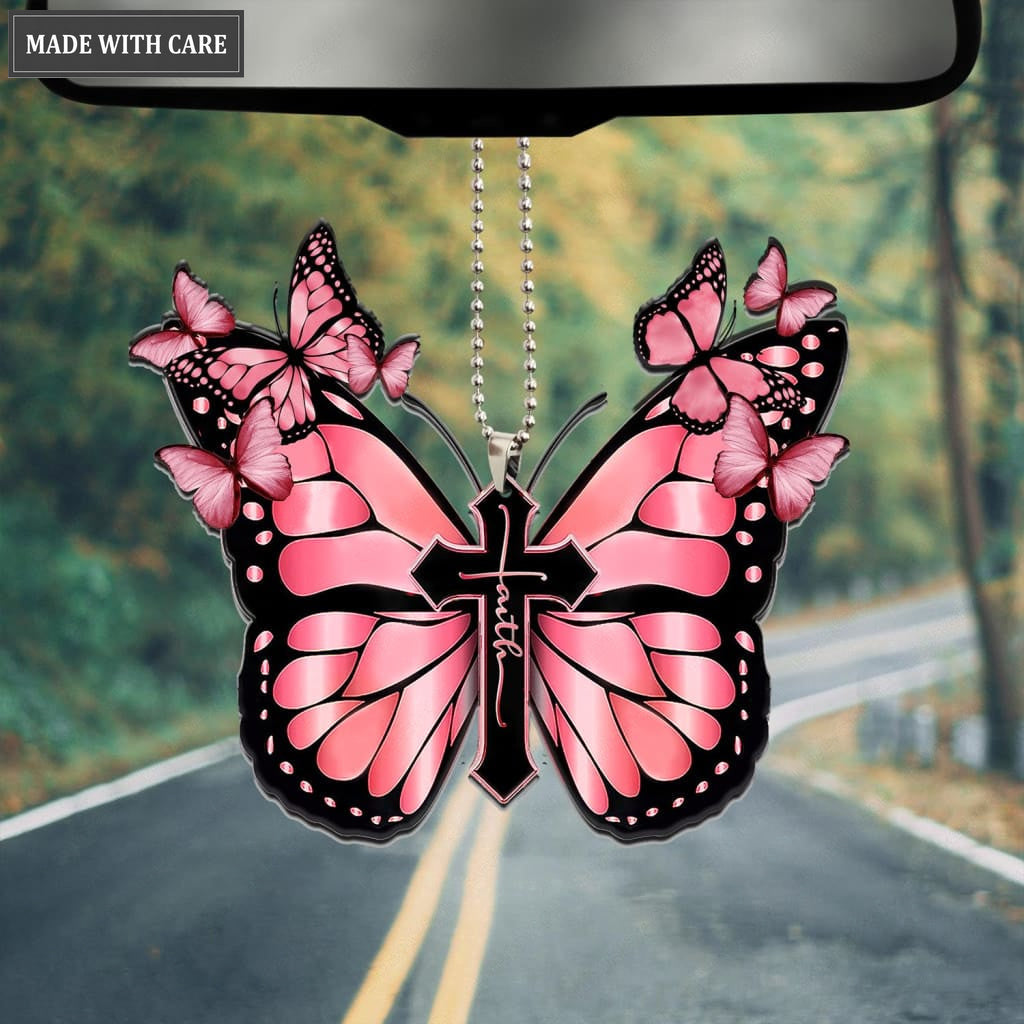 Purple Butterfly Cross Ornament