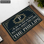 Printfamily L226 Elegant Vintage Monogram Collection As For My House Personalized Doormat