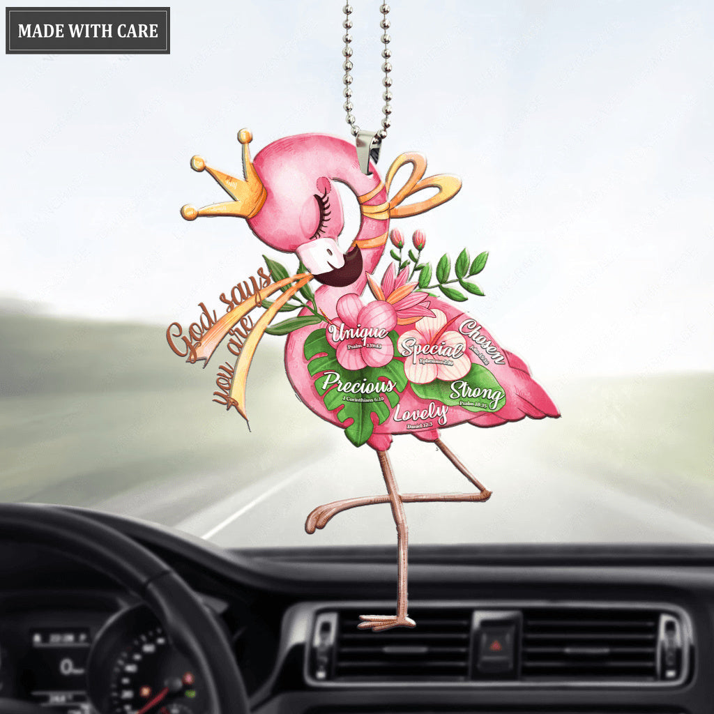 Baby Pink Flamingo God Says You Are Ornament