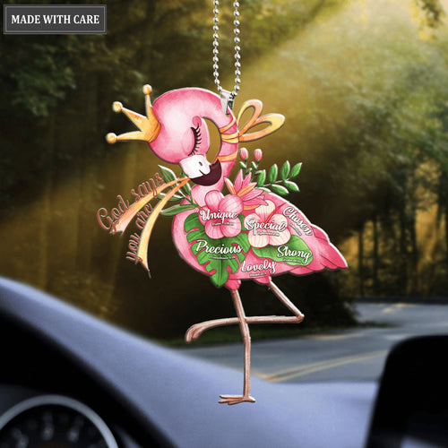 Baby Pink Flamingo God Says You Are Ornament
