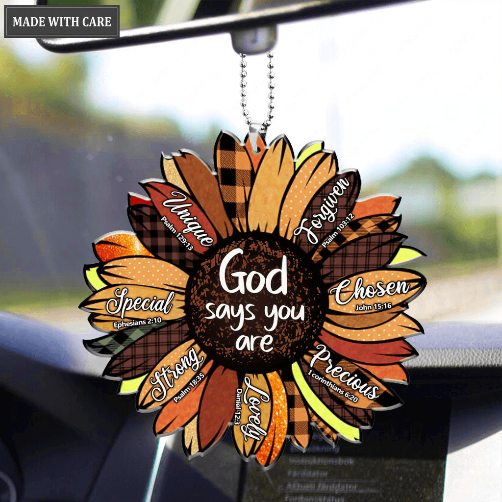 Fall Sunflower Sublimation God Says You Are Ornament