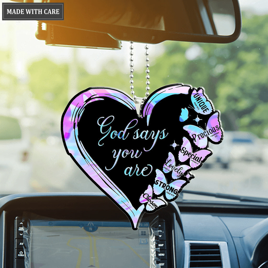 Hologram Heart And Butterflies God Says You Are Ornament