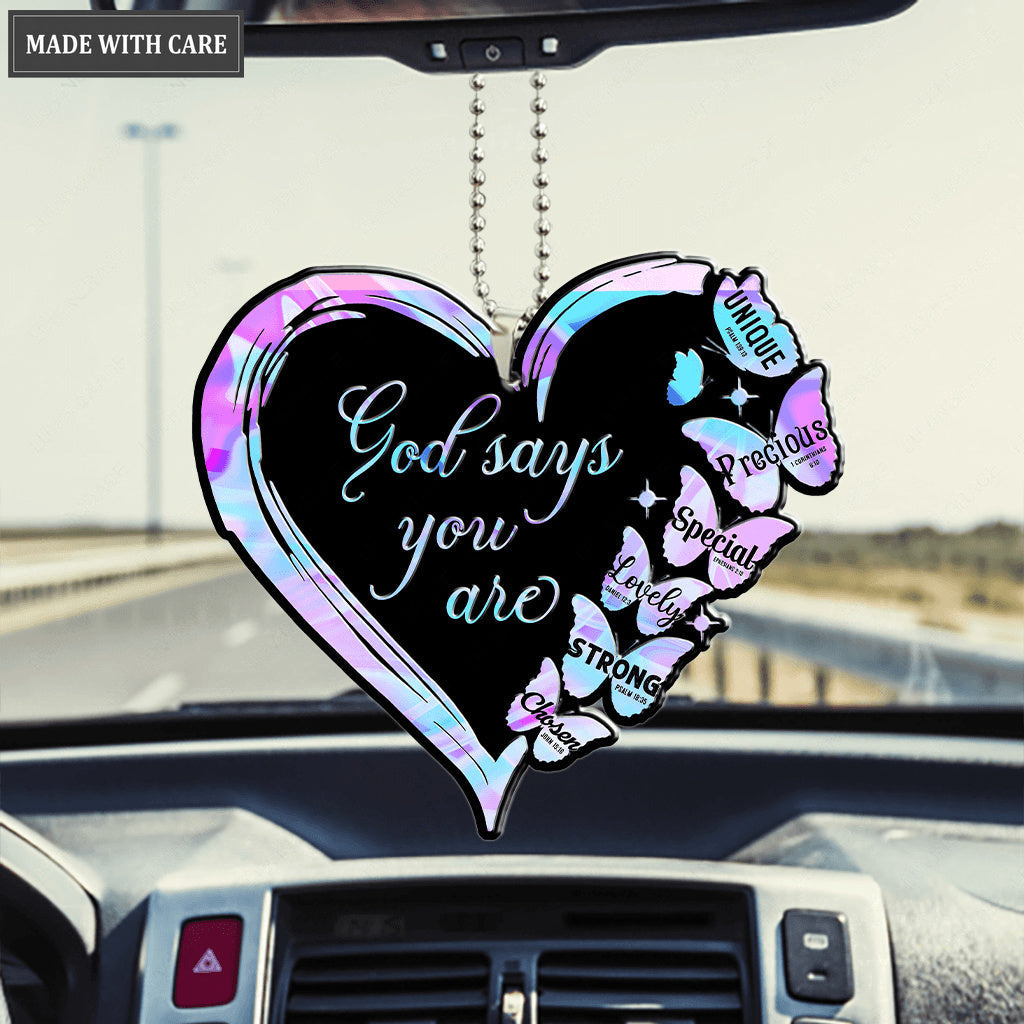 Hologram Heart And Butterflies God Says You Are Ornament