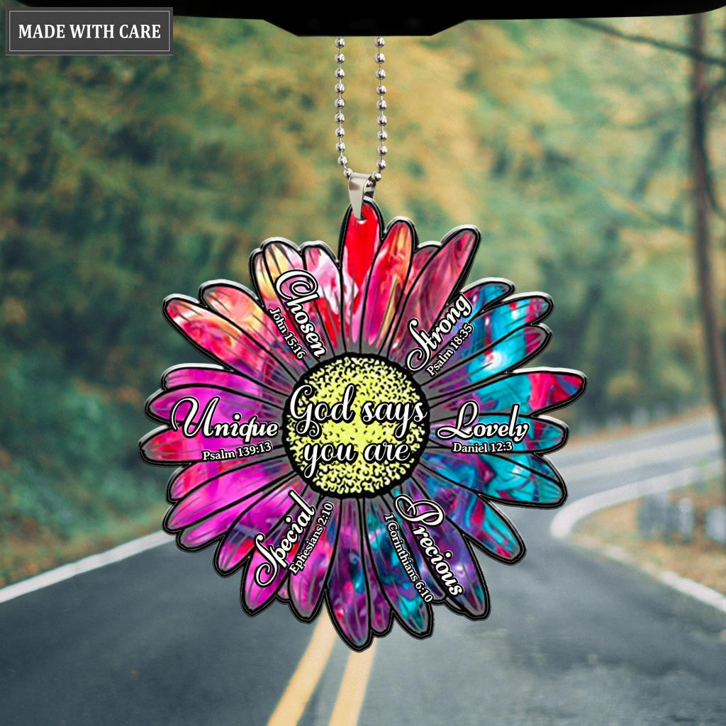 Tie Dye Daisy God Says You Are Ornament