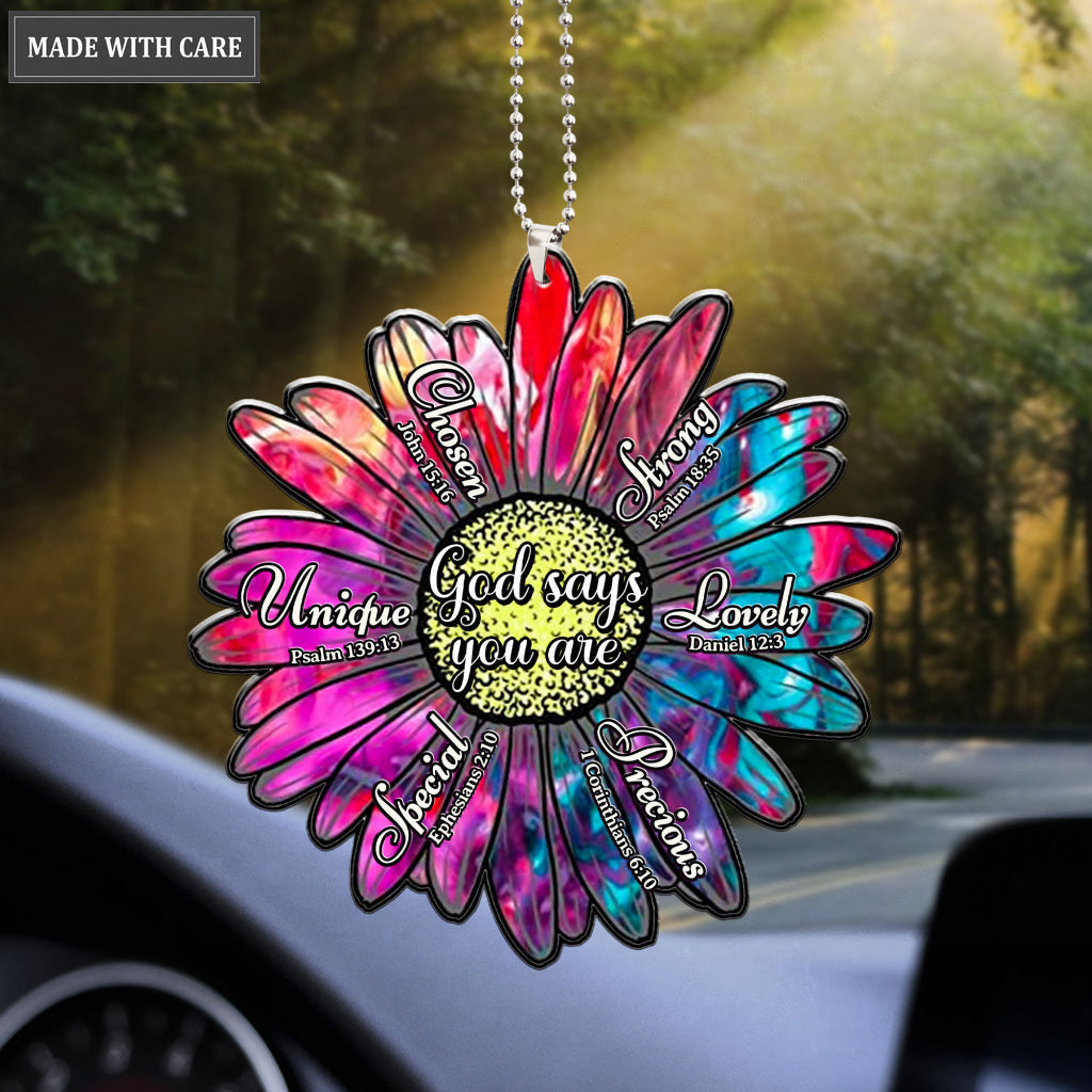 Tie Dye Daisy God Says You Are Ornament