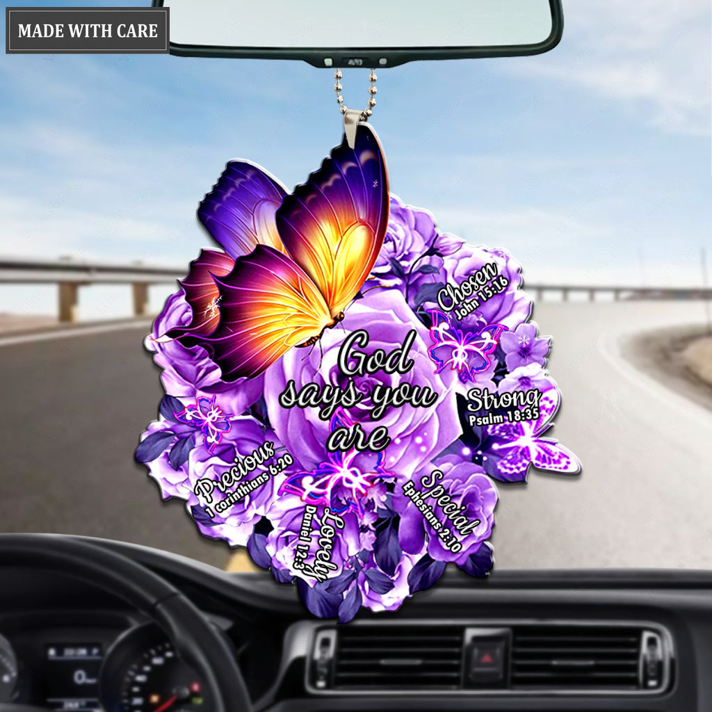 Butterfly Purple Rose God Says You Are Ornament