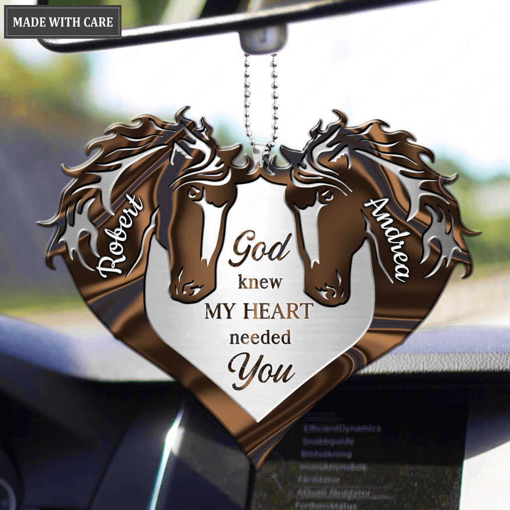 Brown Horse Couple God Knew My Heart Personalized Ornament
