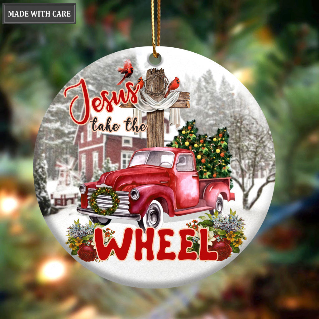 Jesus Take The Wheel Ceramic Ornament