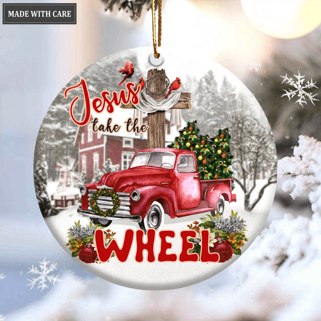 Jesus Take The Wheel Ceramic Ornament