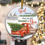 Red Truck Christmas God Blessed Personalized Ceramic Ornament