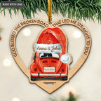 Santa Hat Truck God Blessed Personalized Wooden Ornament
