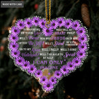 Purple Daisy Heart Shaped Surrounded By Your Glory Transparent Ornament