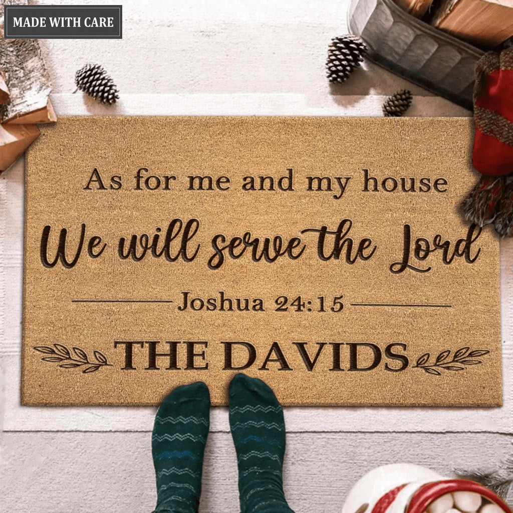 Vintage Floral As For Me And My House Personalized Doormat