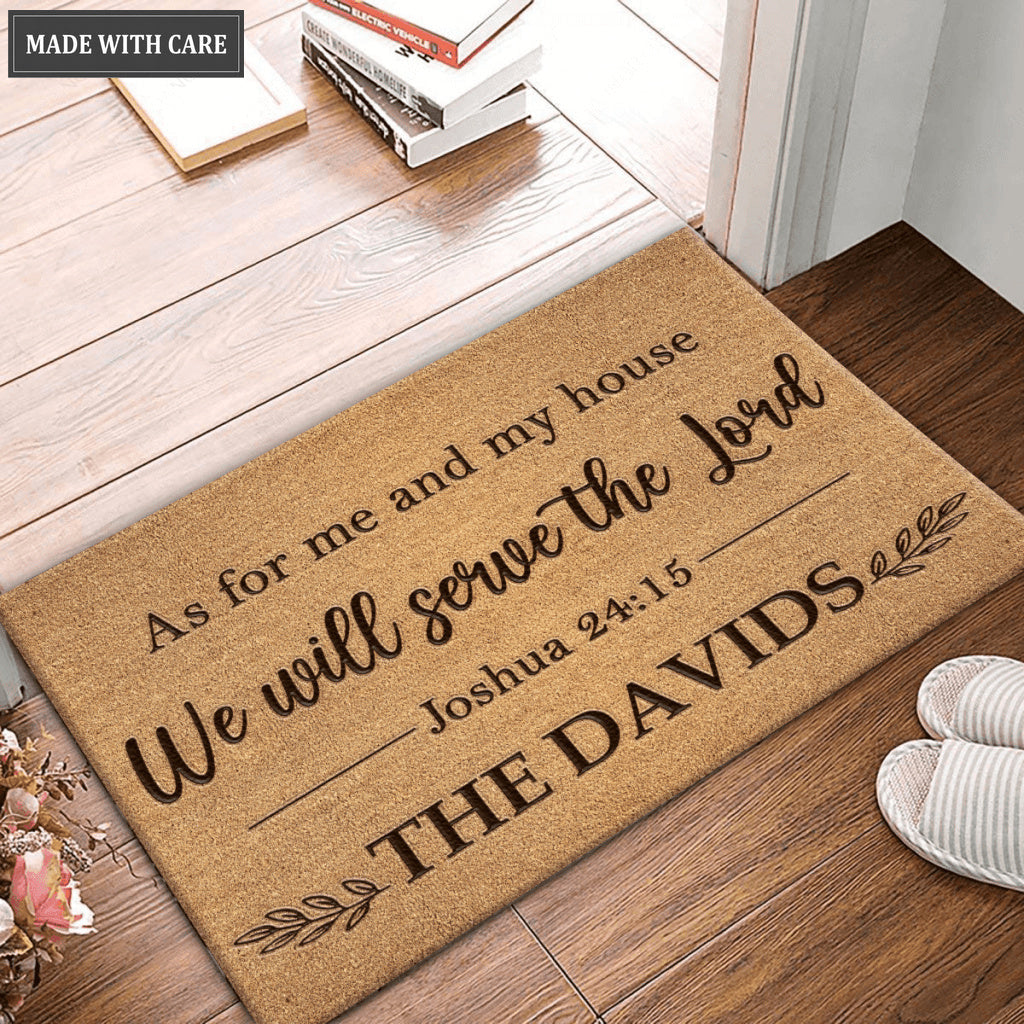 Vintage Floral As For Me And My House Personalized Doormat