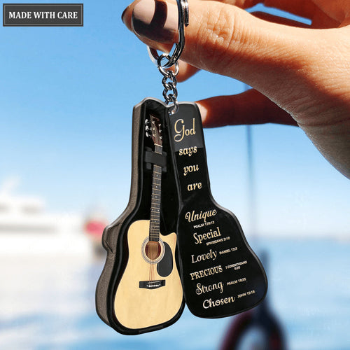 Acoustic Guitar Bag God Says You Are Keychain