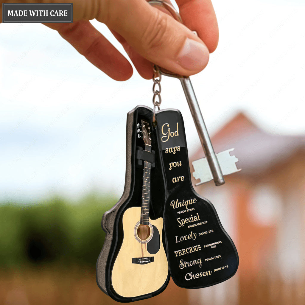 Acoustic Guitar Bag God Says You Are Keychain