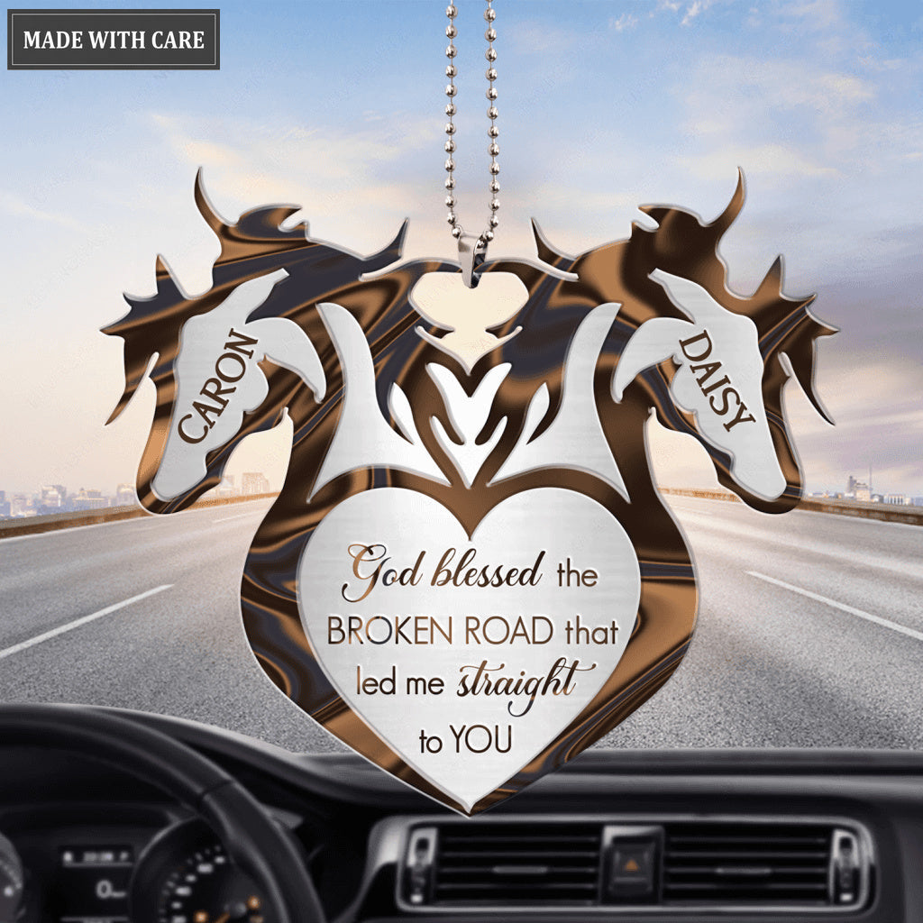 Horse Heads God Blessed Personalized Couple Ornament