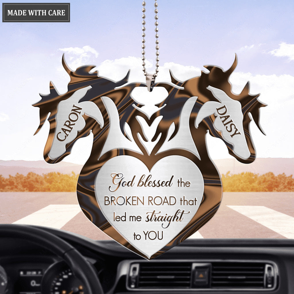 Horse Heads God Blessed Personalized Couple Ornament