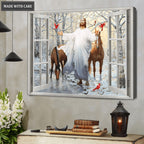 Horse In Forest With Jesus And Cardinal Wall Art