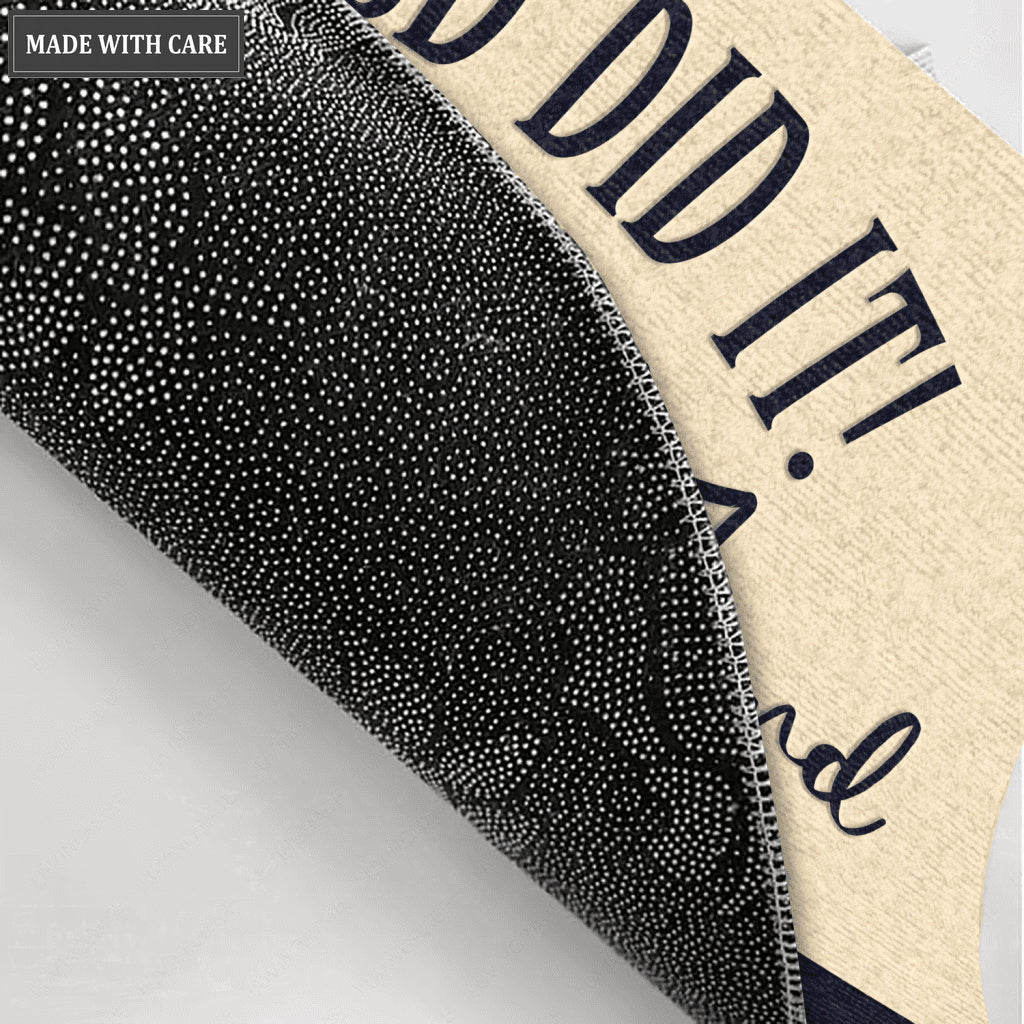 Personalized God Did It Trust In The Lord Navy And Tan Doormat