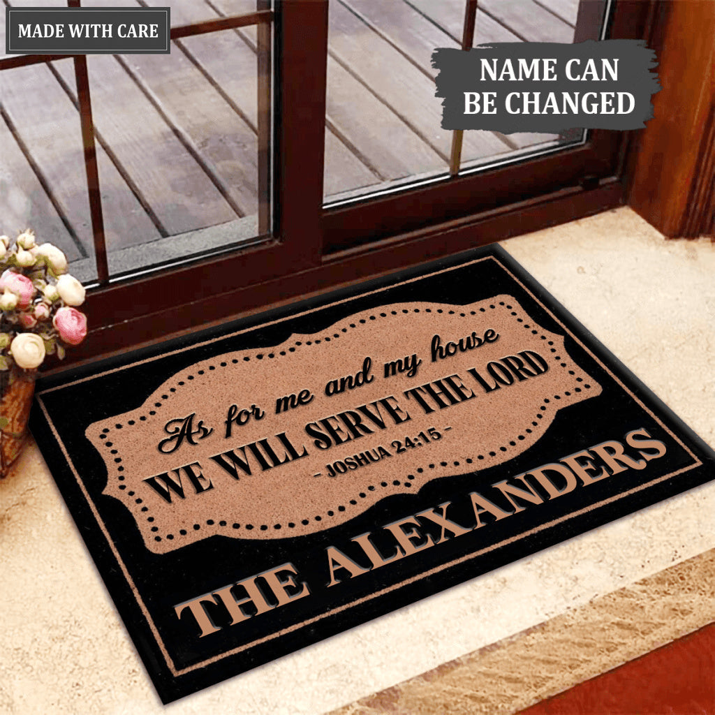 Borderline Elegant Serve The Lord Personalized Doormat