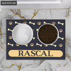 Luvingrace 02 Elegant Navy Blue Personalized Dog/Cat Food Mat Custom Pet Bowl Mat