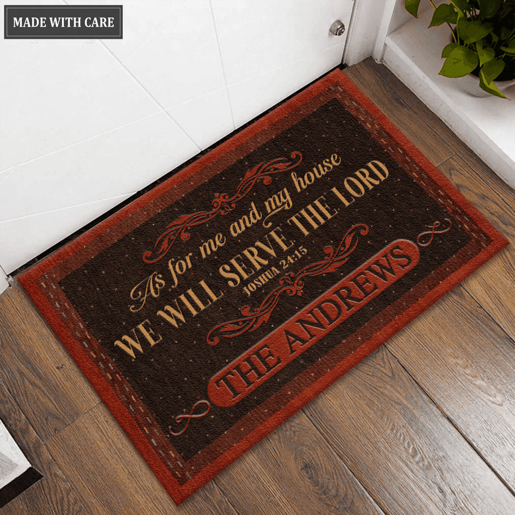 Dotted Brown Serve The Lord Personalized Doormat