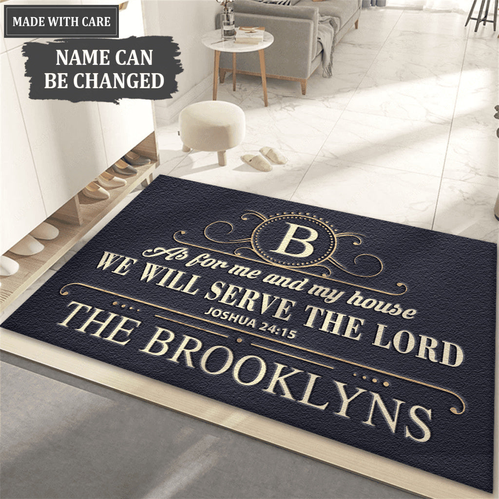 Luxurious Crest Serve The Lord Personalized Doormat
