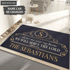 Vintage Pattern Family Home Serve The Lord Personalized Doormat