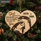 Adorable Cuddling Otter Couple God Blessed Personalized Wood Engraved Ornaments