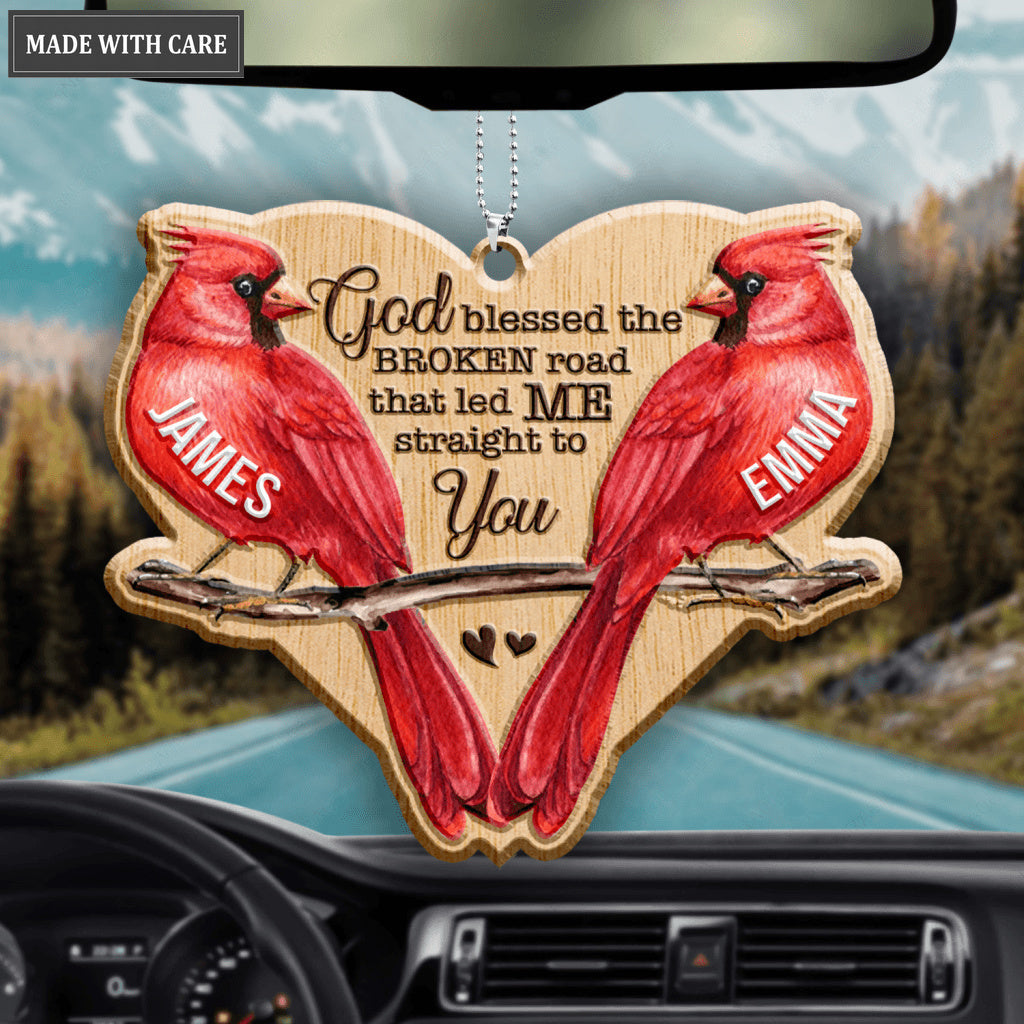 Cardinal Couple God Blessed Personalized Wood Engraved Ornaments
