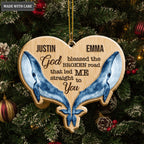 Heart Whale Couple God Blessed Personalized Wood Engraved Ornaments