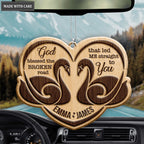 Romantic Swan Couple God Blessed Personalized Wood Engraved Ornaments