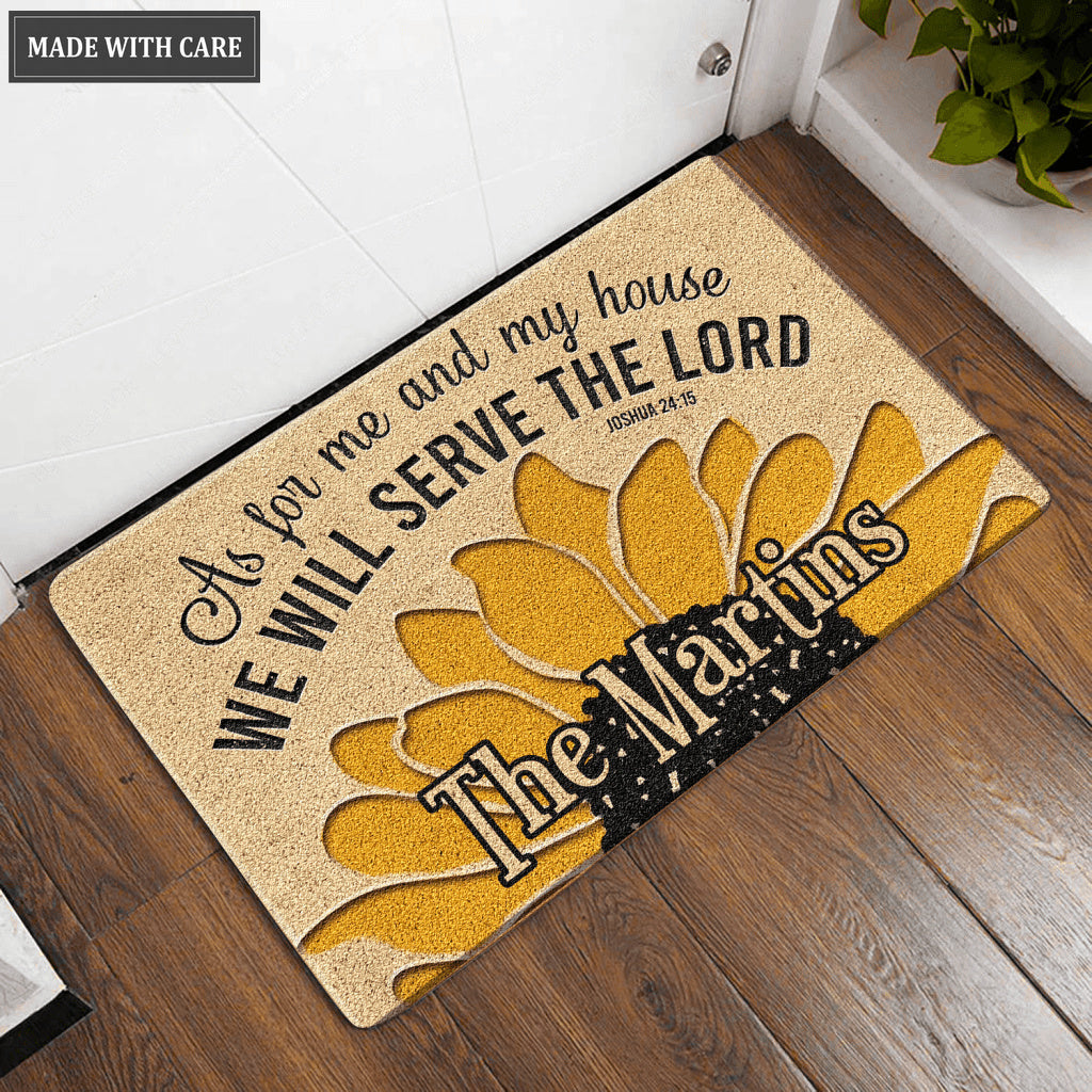 Sunflower Welcome Doormat Serve The Lord