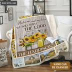 Christian Sunflower And Birds As For Me And My House Personalized Blanket