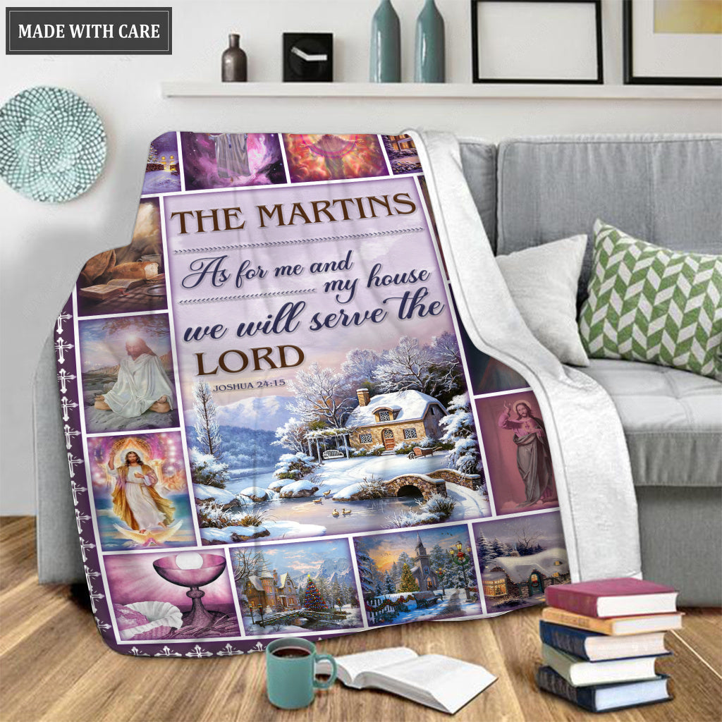 Christmas Snow House As For Me And My House Personalized Blanket