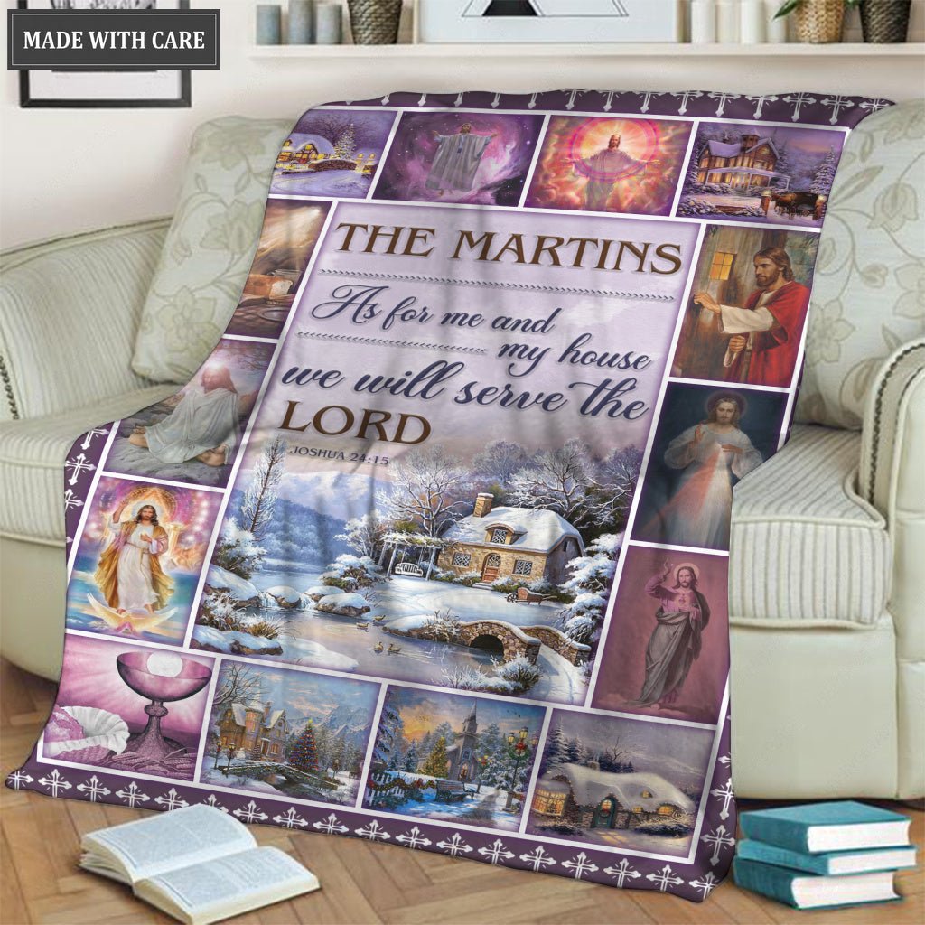 Christmas Snow House As For Me And My House Personalized Blanket