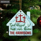 Hologram Cross House God Blessed Our Home Personalized Ornament