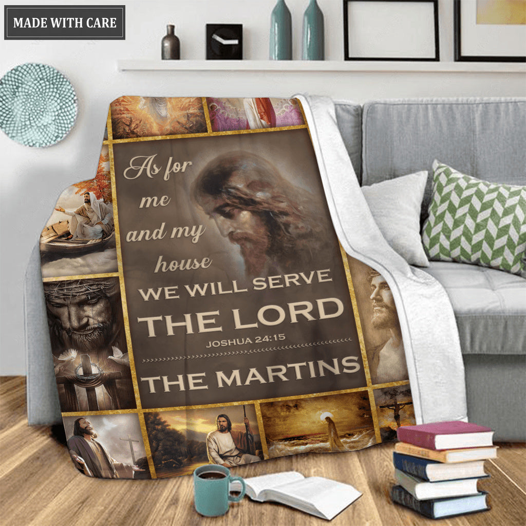 Vintage Chistian God  As For Me And My House Personalized Blanket