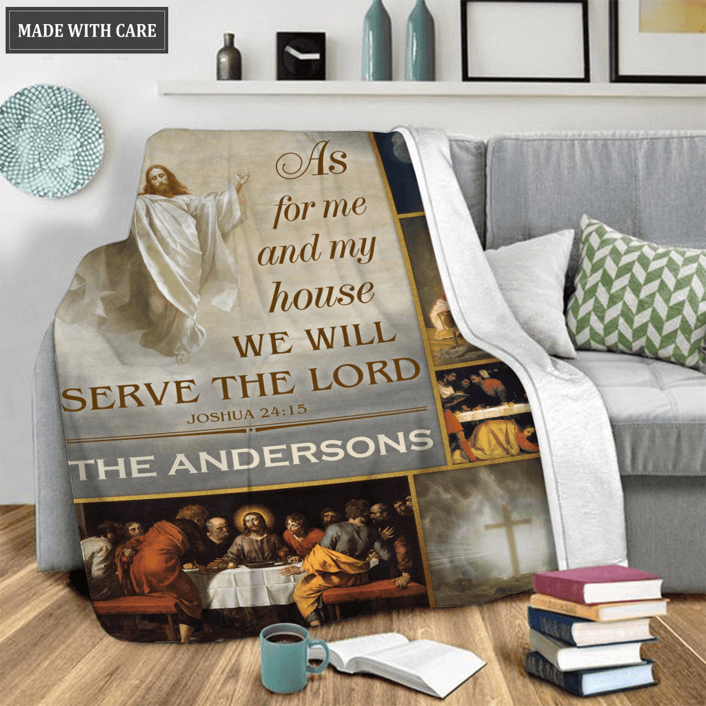 Vintage Christian Prayer As For Me And My House Personalized Blanket