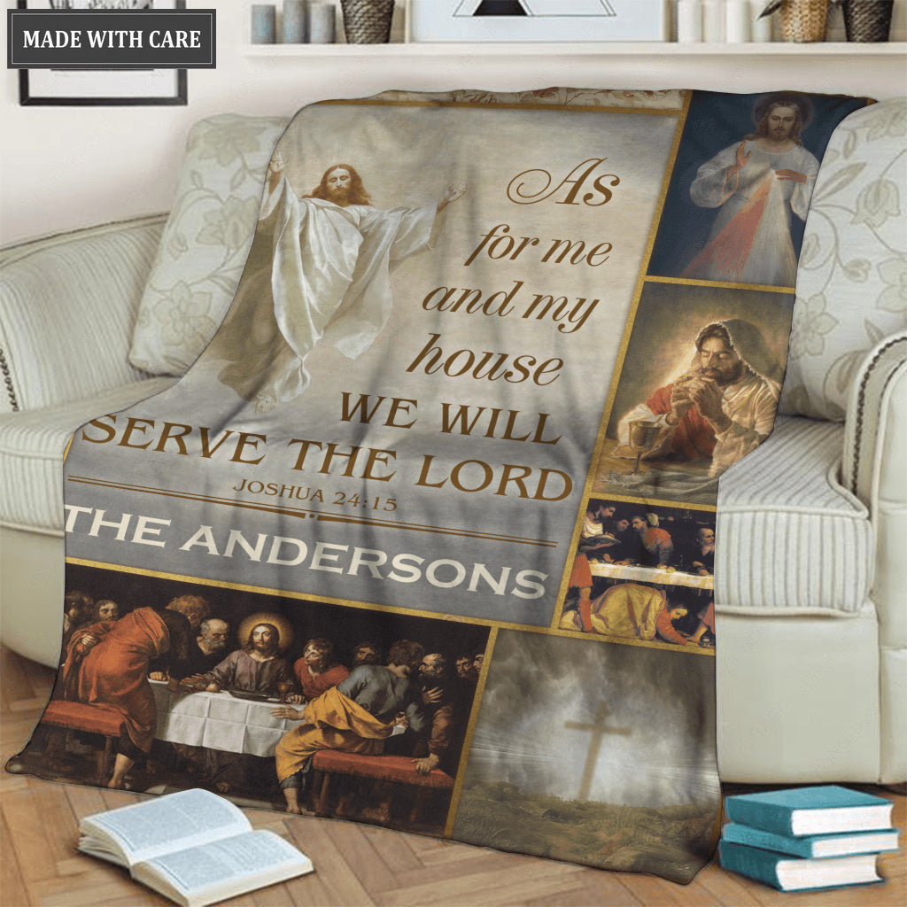 Vintage Christian Prayer As For Me And My House Personalized Blanket