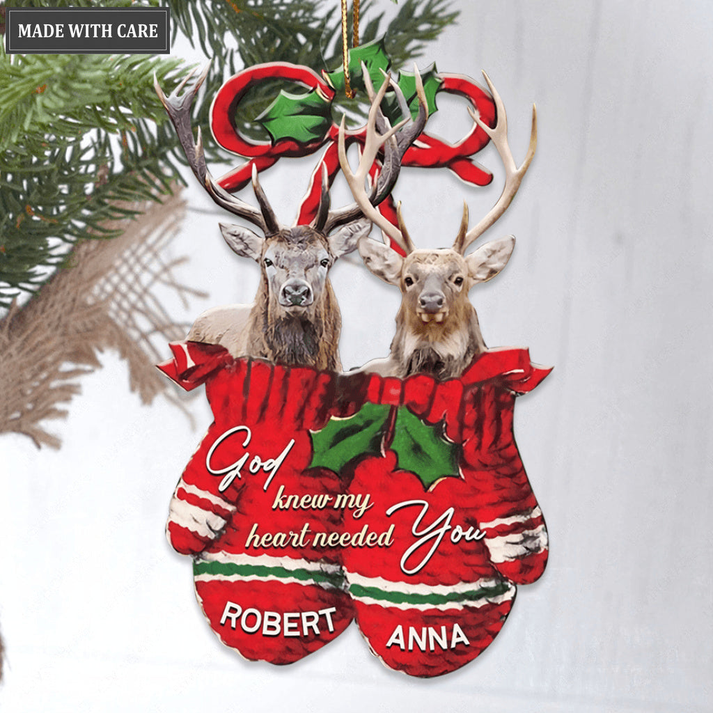 Deer Couple God Knew My Heart Personalized Ornament