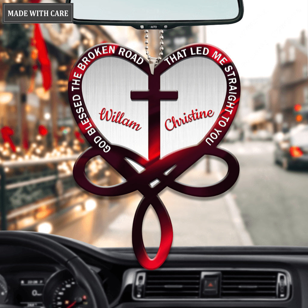 Red Infinity Cross Heart God Blessed Personalized Ornament