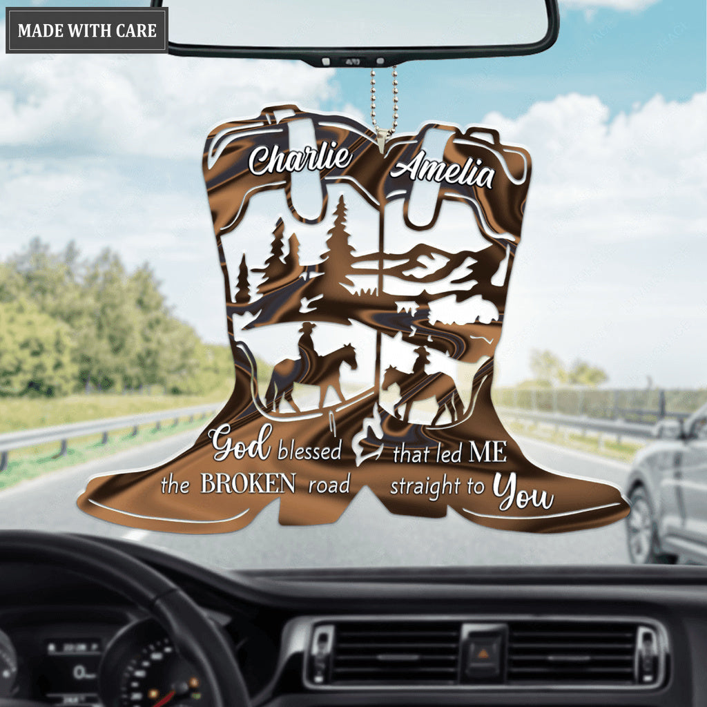 Hologram Cowgirl Boots God Blessed Personalized Ornament