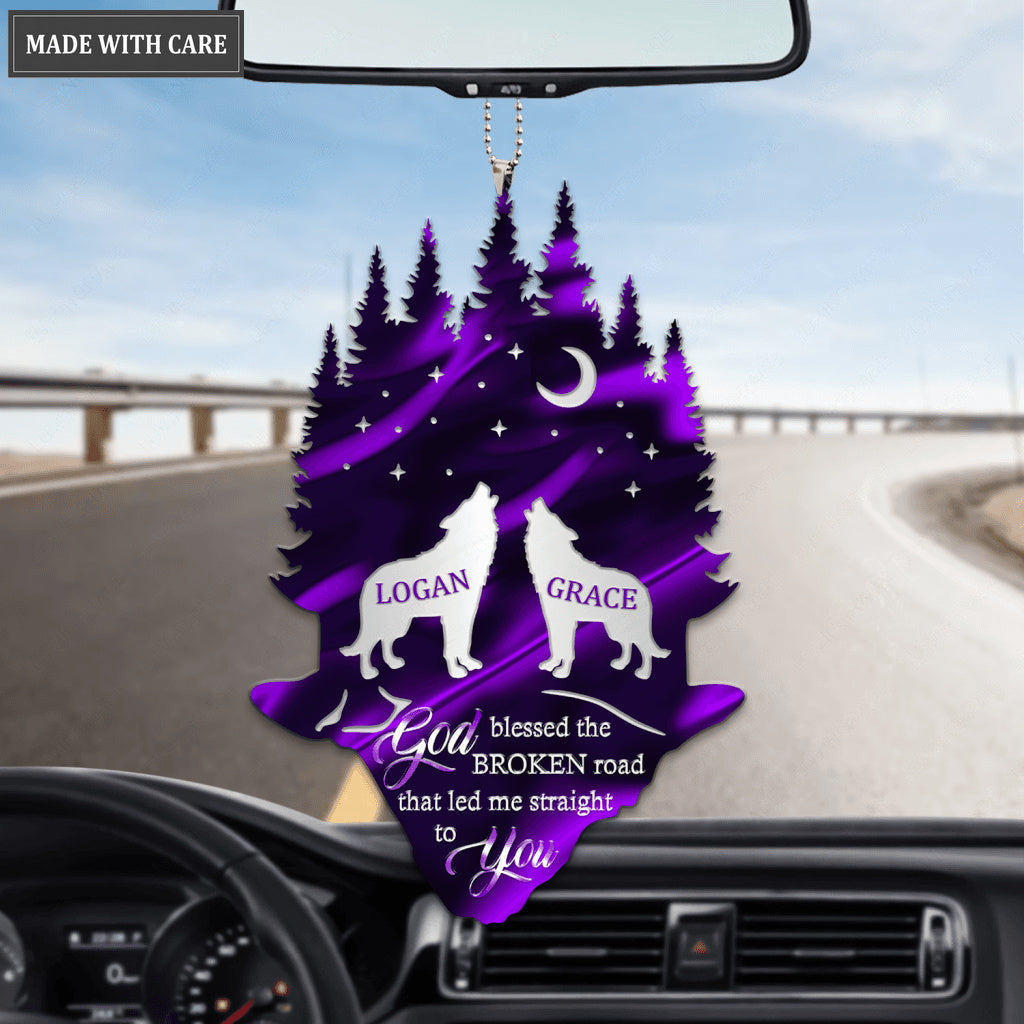Hologram Wolf Couple In Forest Personalized Ornament