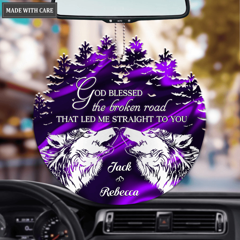 Howling Wolf Couple God Blessed Personalized Ornament